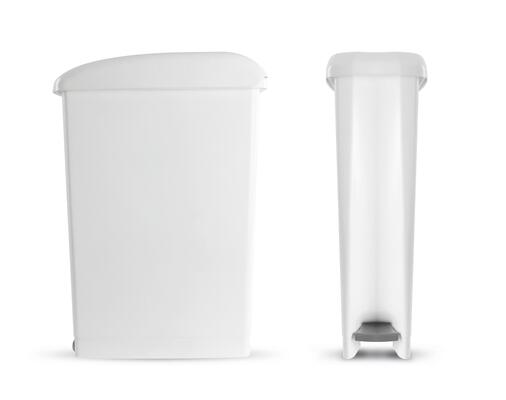 Balde Retangular Branco com Pedal 17L